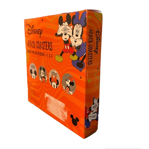 New! Disney Boo 👻 4 Pack Mickey & Minney Coasters Set - Picture 2 of 4